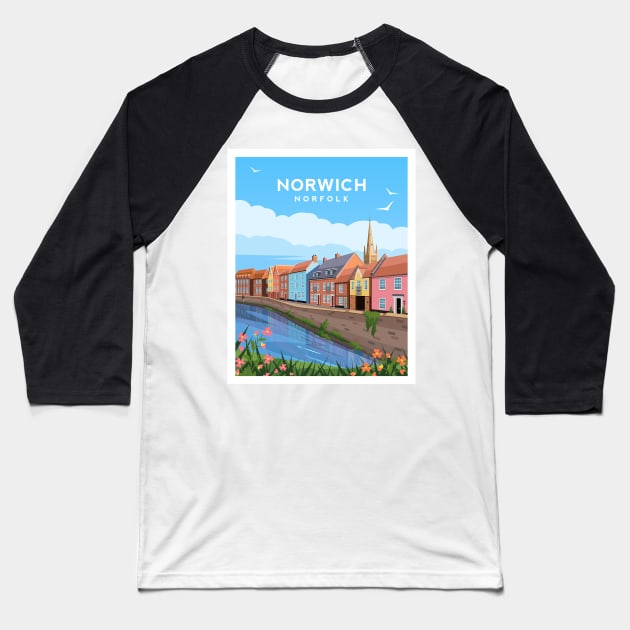 Norwich Quayside Houses, Norfolk England Baseball T-Shirt by typelab